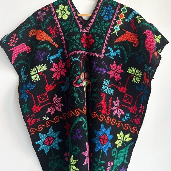 Vintage Colourful Embroidered Poncho Cape - Picture 5 of 8